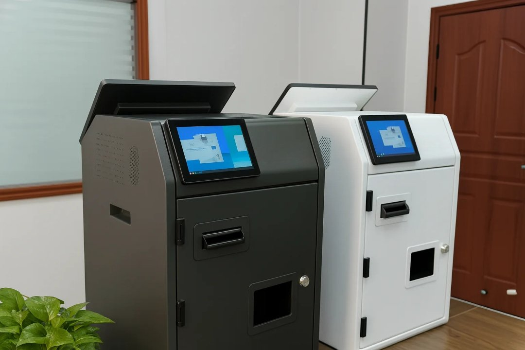 Façade compacte du monnayeur avec écran tactile en commerce